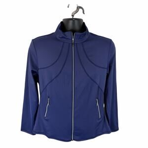 Acegolfs Performance Golf Jacket Blue Size Medium Womens Ruffle Tiered Detail